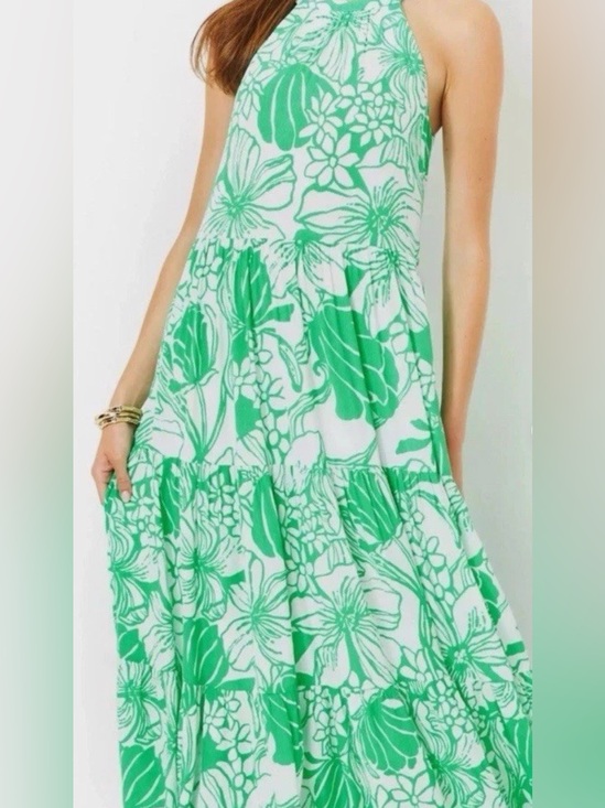 Lilly Pulitzer Dresses & Skirts - LILLY PULITZER Green and White Floral Tiered Maxi Dress- MED